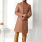 Sherwani Art Silk Maroon Machine Embroidery Mens