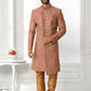 Sherwani Art Silk Maroon Machine Embroidery Mens