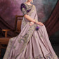 Classic Georgette Shimmer Silk Mauve Embroidered Saree
