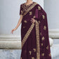 Trendy Saree Shimmer Purple Embroidered Saree