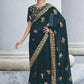 Trendy Saree Shimmer Georgette Teal Sequins Saree