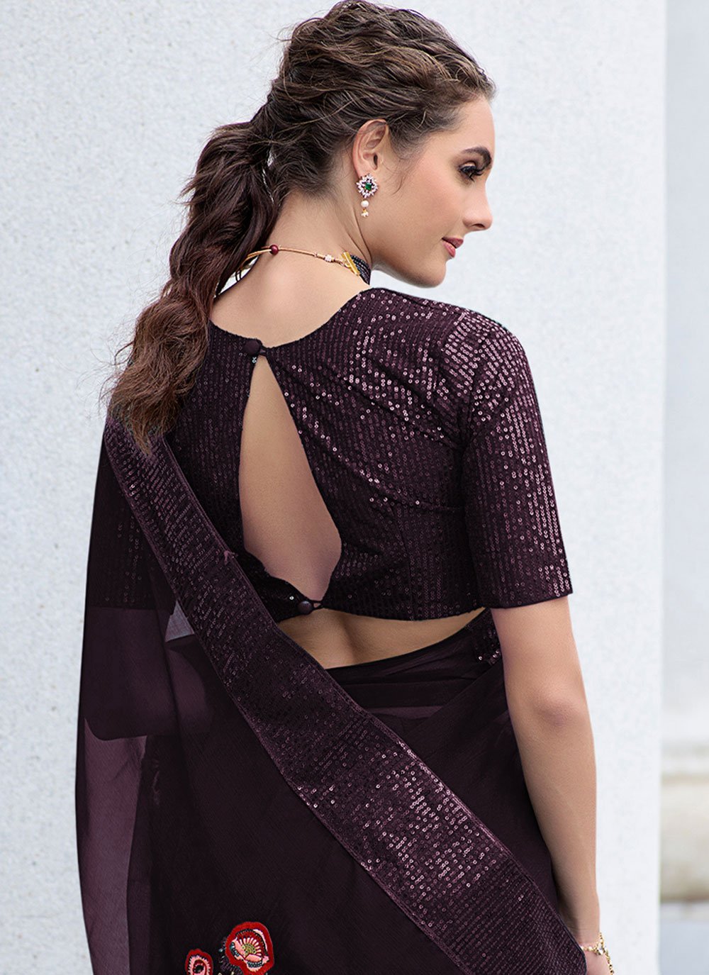 Classic Shimmer Purple Sequins Saree