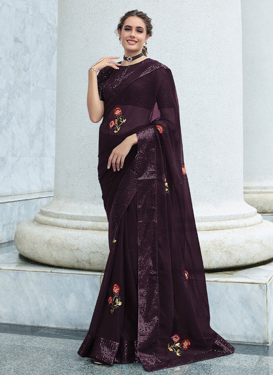 Classic Shimmer Purple Sequins Saree