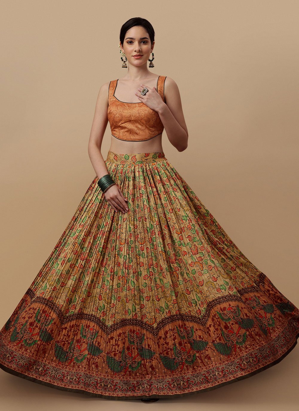 A Line Lehenga Silk Multi Colour Digital Print Lehenga Choli