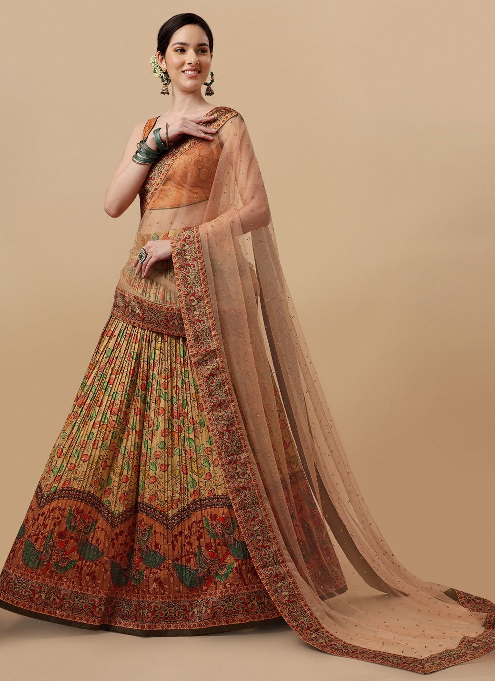 A Line Lehenga Silk Multi Colour Digital Print Lehenga Choli