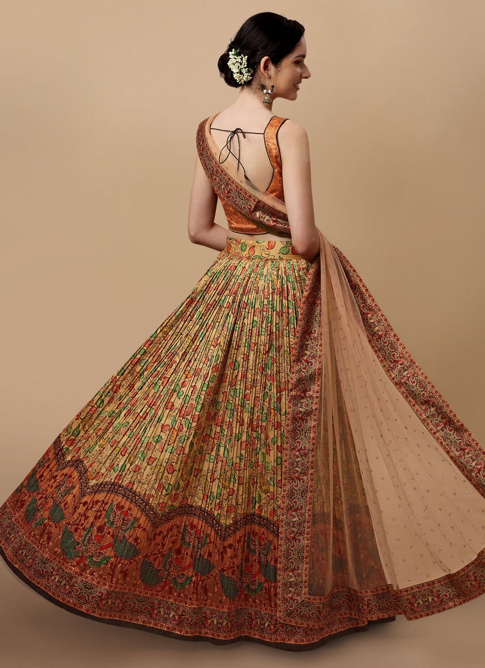 A Line Lehenga Silk Multi Colour Digital Print Lehenga Choli