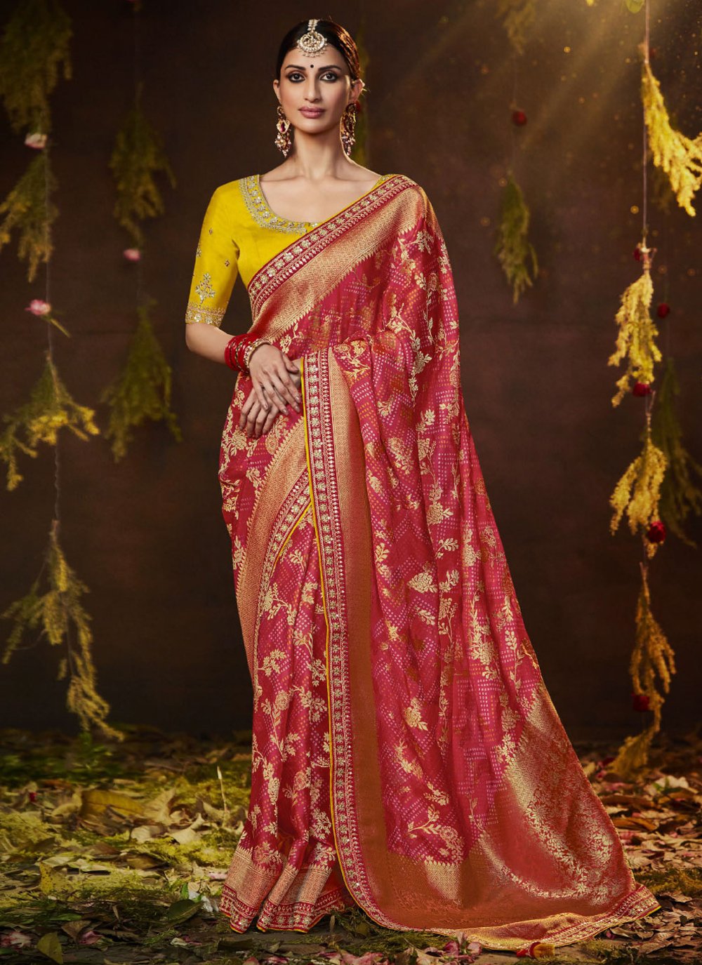 Classic Silk Red Bandhej Saree