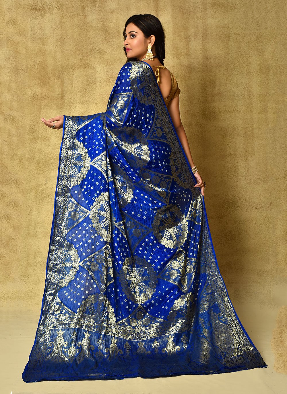 Bandhej Saree Silk Blue Weaving Saree