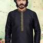 Kurta Pyjama Silk Black Fancy Work Mens