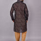 Kurta Pyjama Silk Black Print Mens