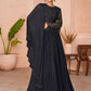 Gown Net Silk Black Embroidered Gown