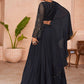 Gown Net Silk Black Embroidered Gown