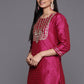 Casual Kurti Silk Blend Pink Embroidered Kurtis