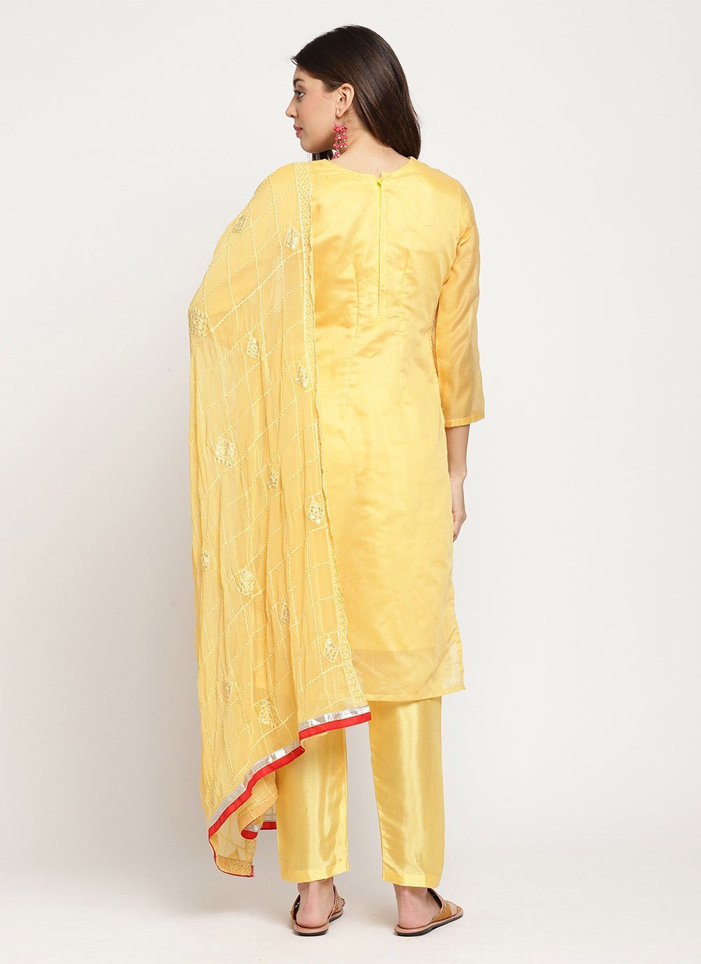 Pant Style Suit Silk Blend Yellow Embroidered Salwar Kameez