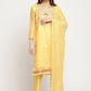 Pant Style Suit Silk Blend Yellow Embroidered Salwar Kameez