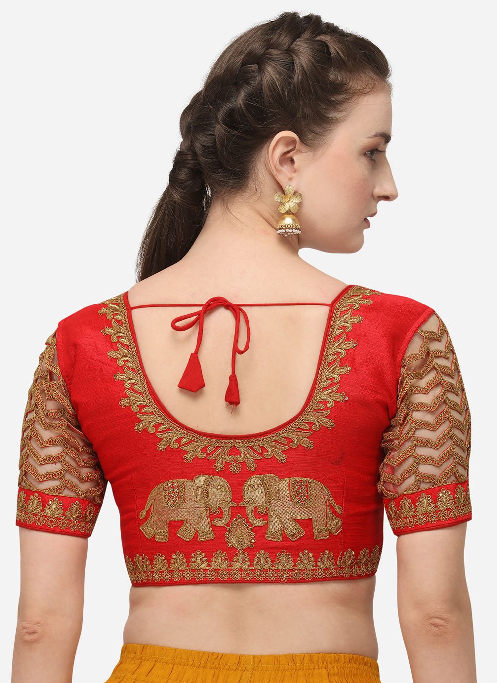 Blouse Silk Red Embroidered Blouse