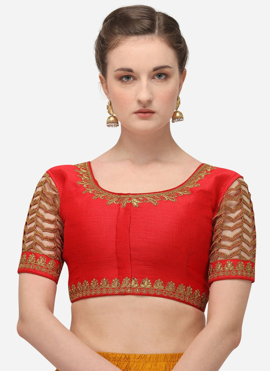 Blouse Silk Red Embroidered Blouse