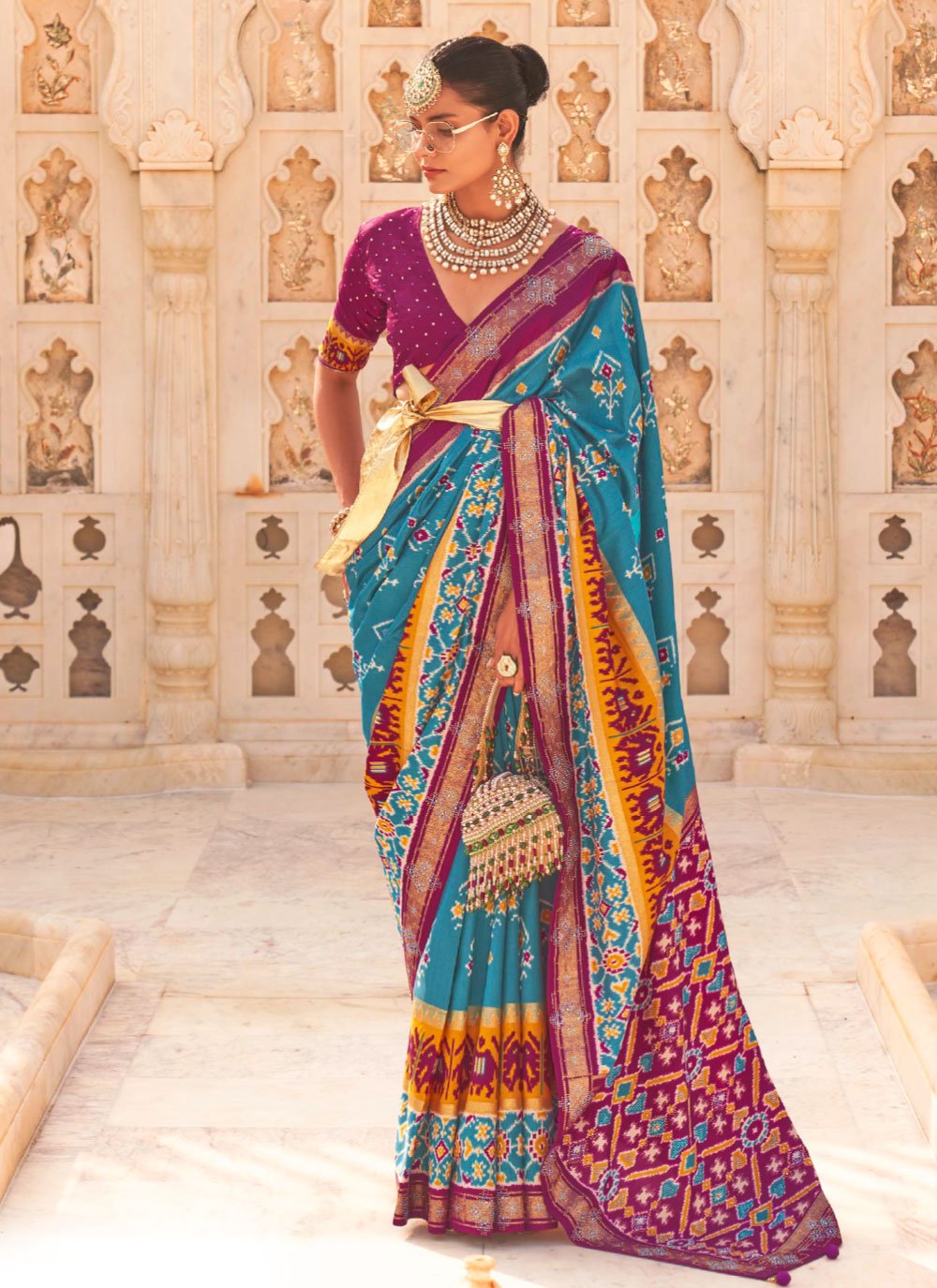 Classic Silk Blue Purple Weaving Saree