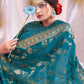 Contemporary Organza Silk Blue Print Saree