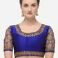 Designer Blouse Silk Blue Embroidered Blouse