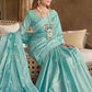 Classic Silk Aqua Blue Embroidered Saree