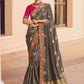 Classic Silk Grey Patch Border Saree