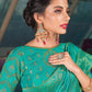 Contemporary Pure Dola Silk Turquoise Embroidered Saree