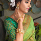 Contemporary Silk Sea Green Patch Border Saree