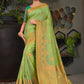 Contemporary Silk Sea Green Patch Border Saree