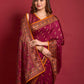 Casual Silk Maroon Foil Print Saree