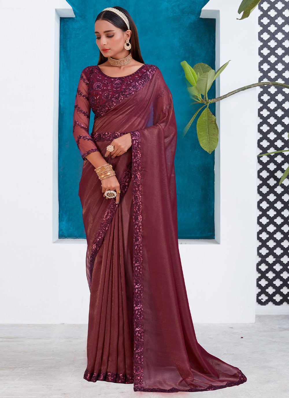 Classic Silk Purple Patch Border Saree