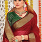 Classic Organza Silk Maroon Patch Border Saree