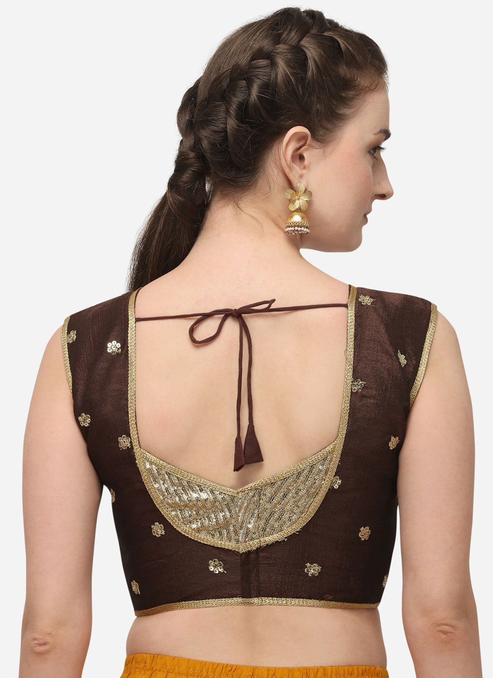 Blouse Silk Brown Embroidered Blouse