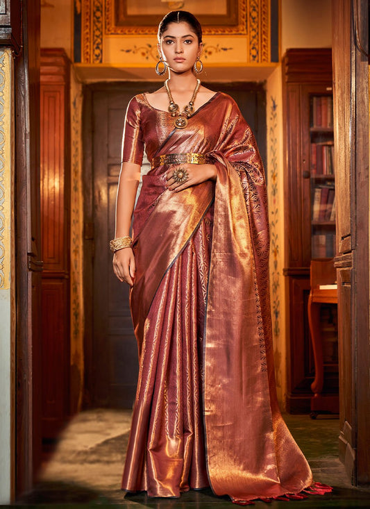 Classic Silk Brown Weaving Saree