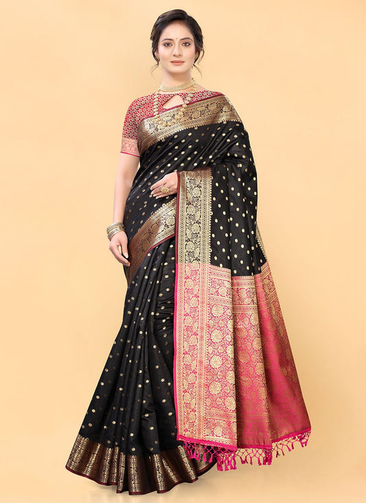 Contemporary Silk Black Woven Saree