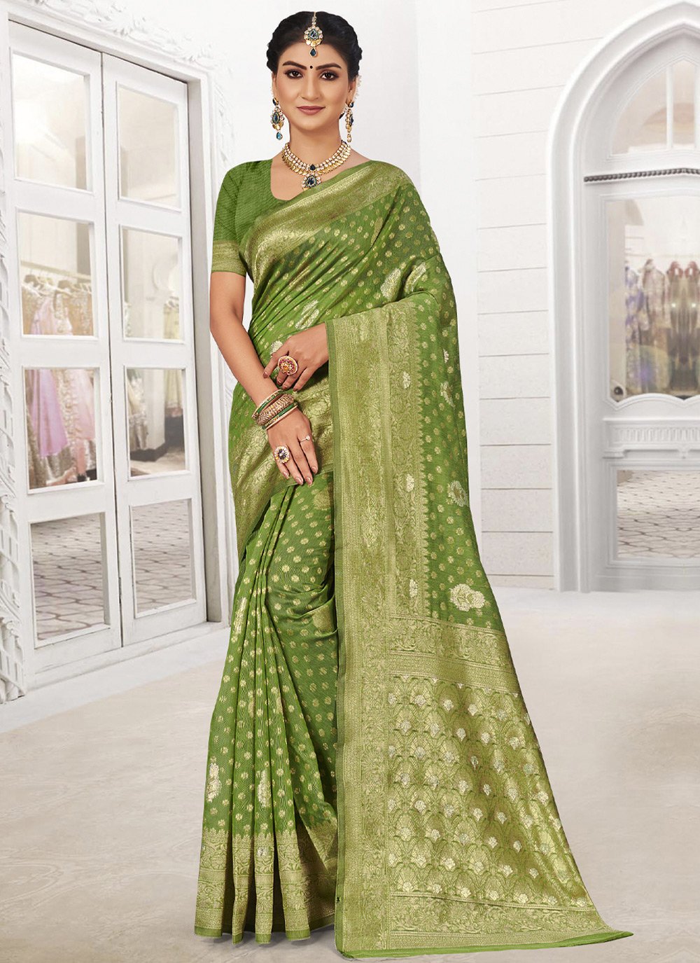 Casual Silk Green Weaving Saree