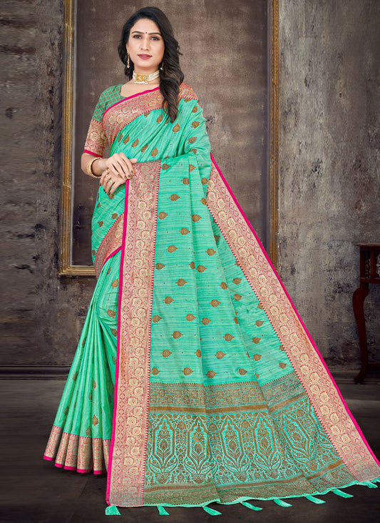 Classic Silk Green Weaving Saree