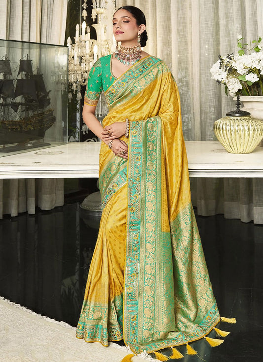 Classic Silk Yellow Embroidered Saree