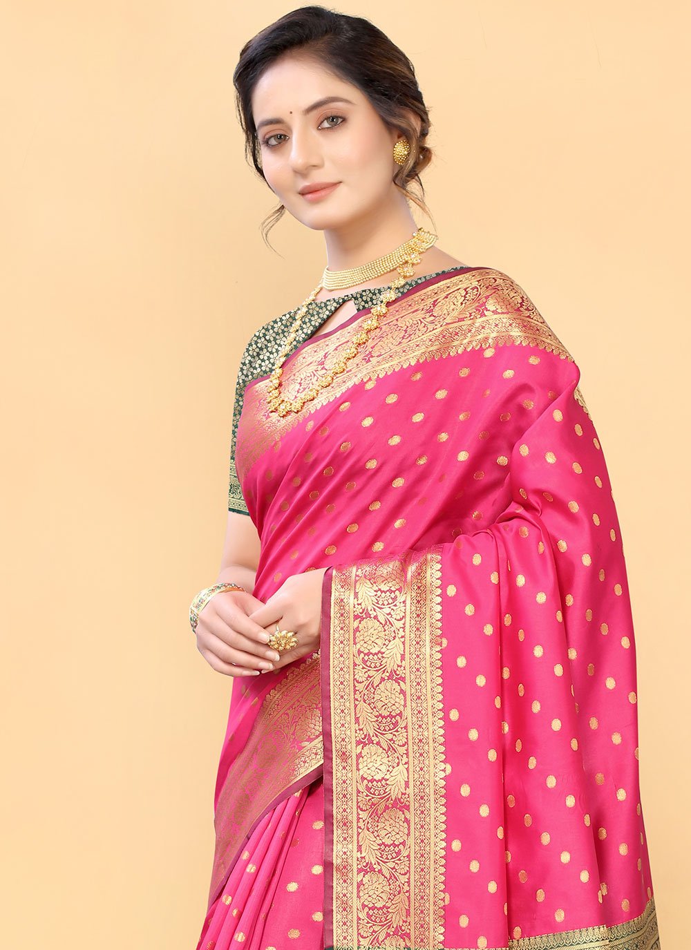 Trendy Saree Silk Pink Woven Saree