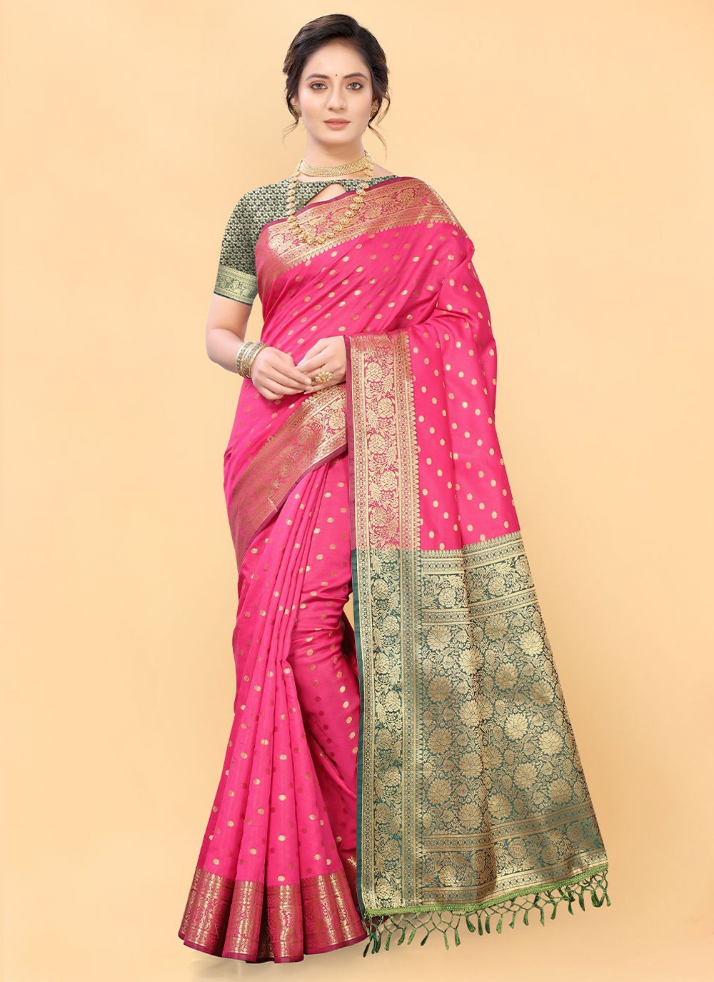 Trendy Saree Silk Pink Woven Saree