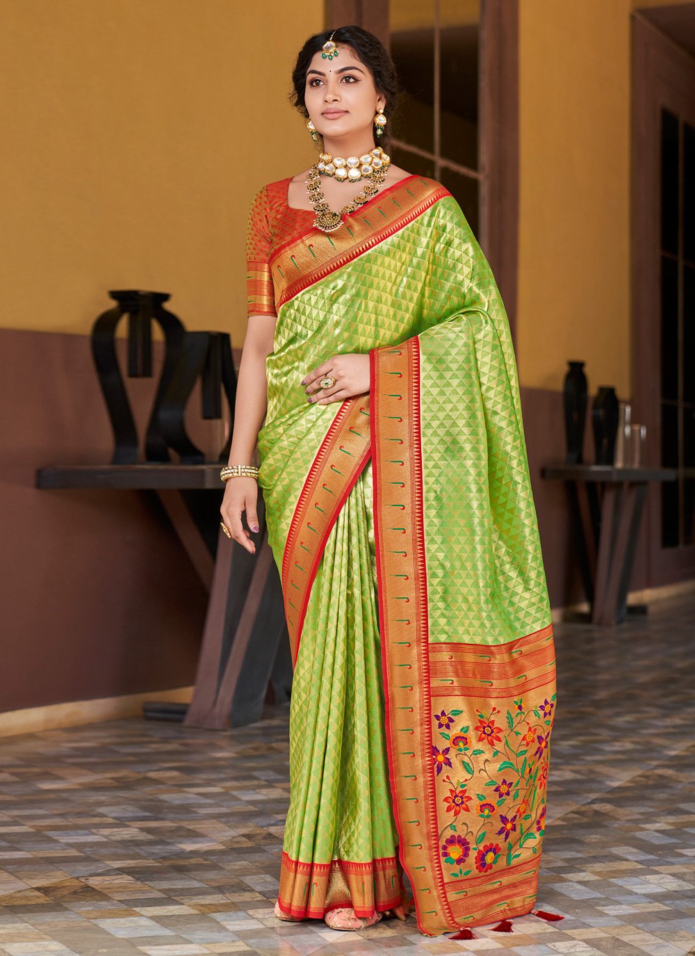 Designer Silk Green Weaving Saree