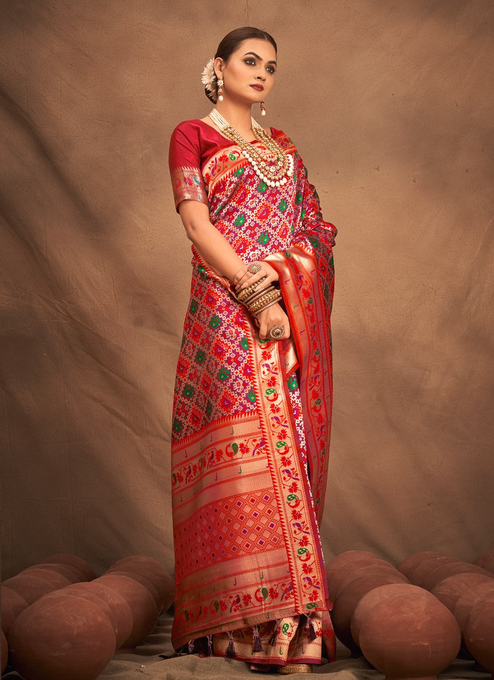 Designer Silk Pink Weaving Saree