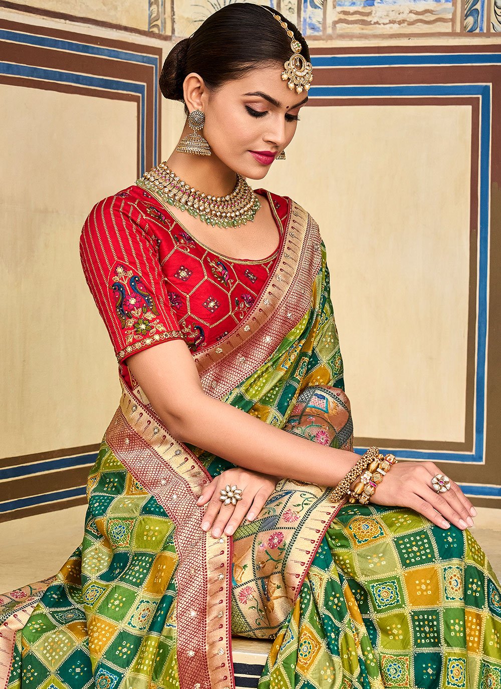 Classic Silk Green Embroidered Saree