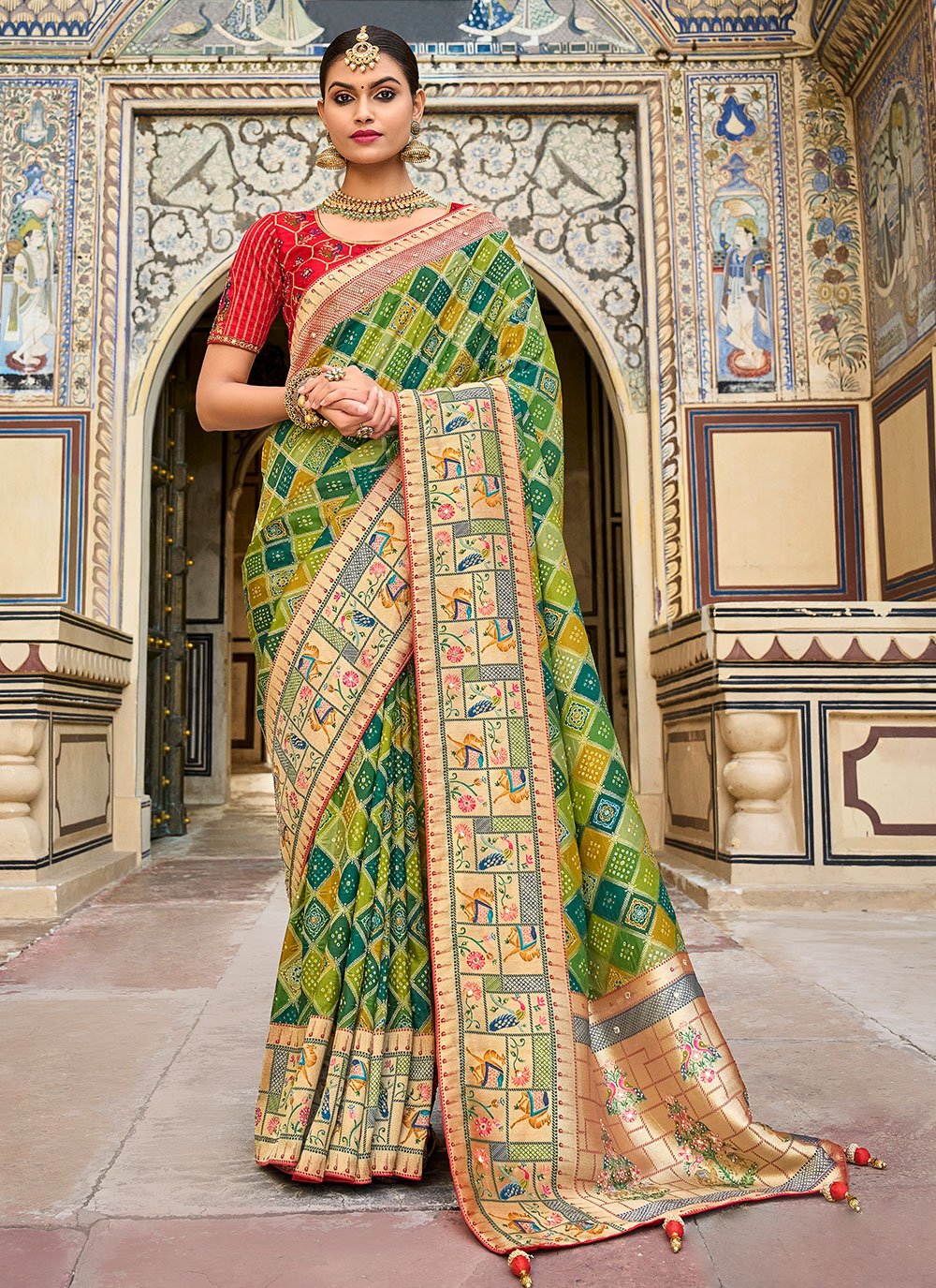 Classic Silk Green Embroidered Saree