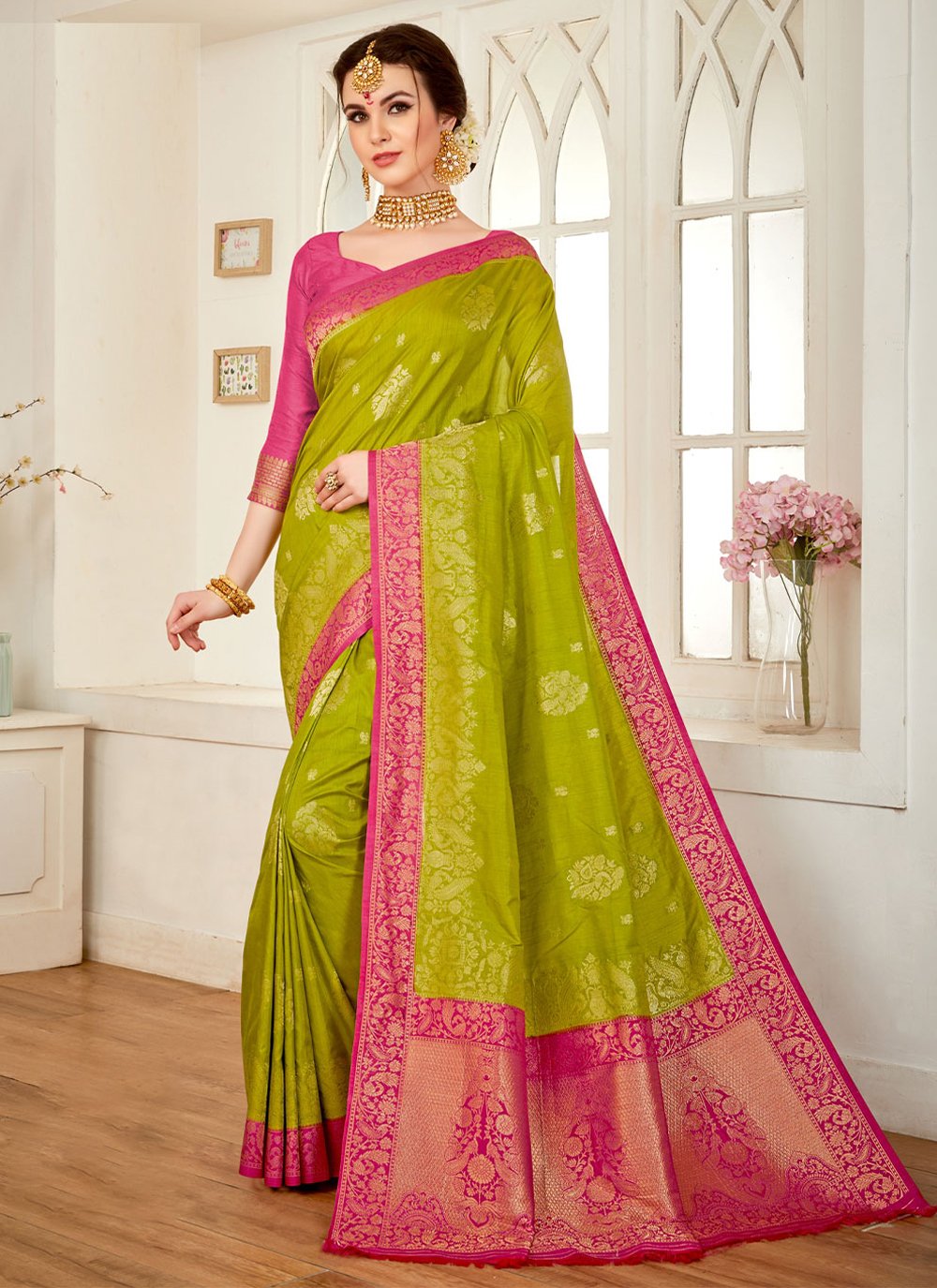 Classic Silk Green Weaving Saree