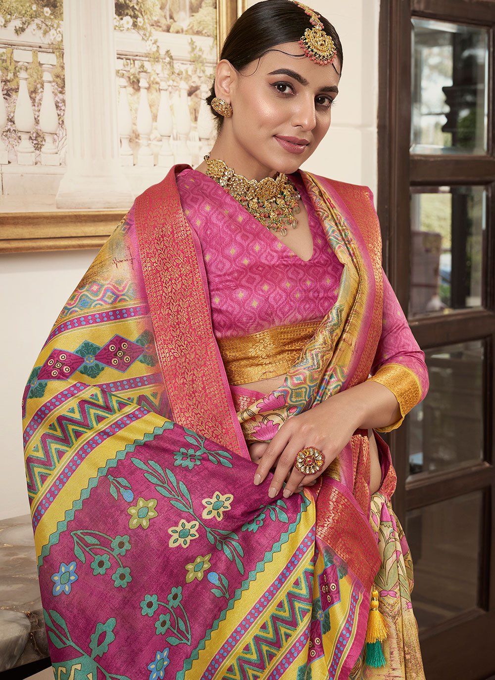 Classic Silk Multi Colour Digital Print Saree