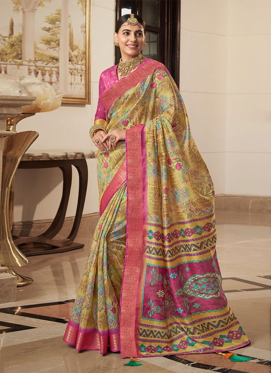 Classic Silk Multi Colour Digital Print Saree