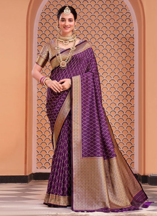 Classic Silk Purple Woven Saree