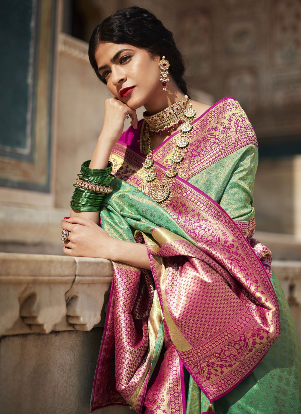 Classic Silk Green Weaving Saree