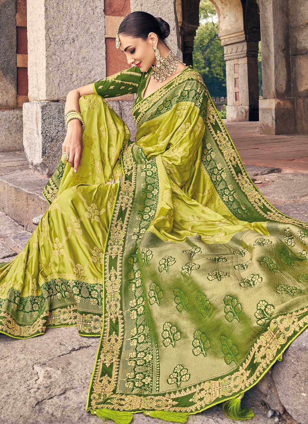 Classic Silk Green Weaving Saree